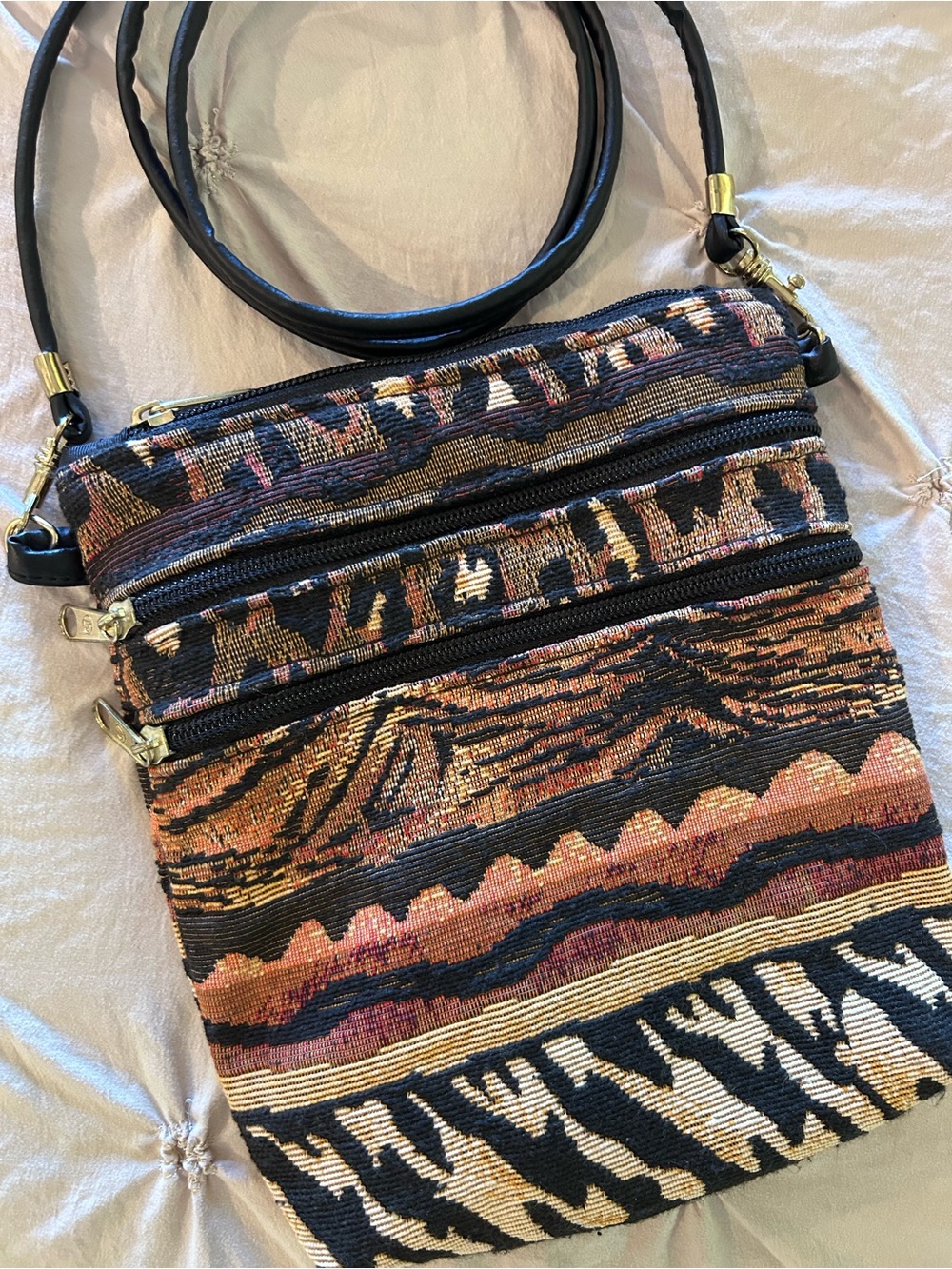 🐆 Fun Boho Animal Print Crossbody Bag in Multi Brown/Black 🦓